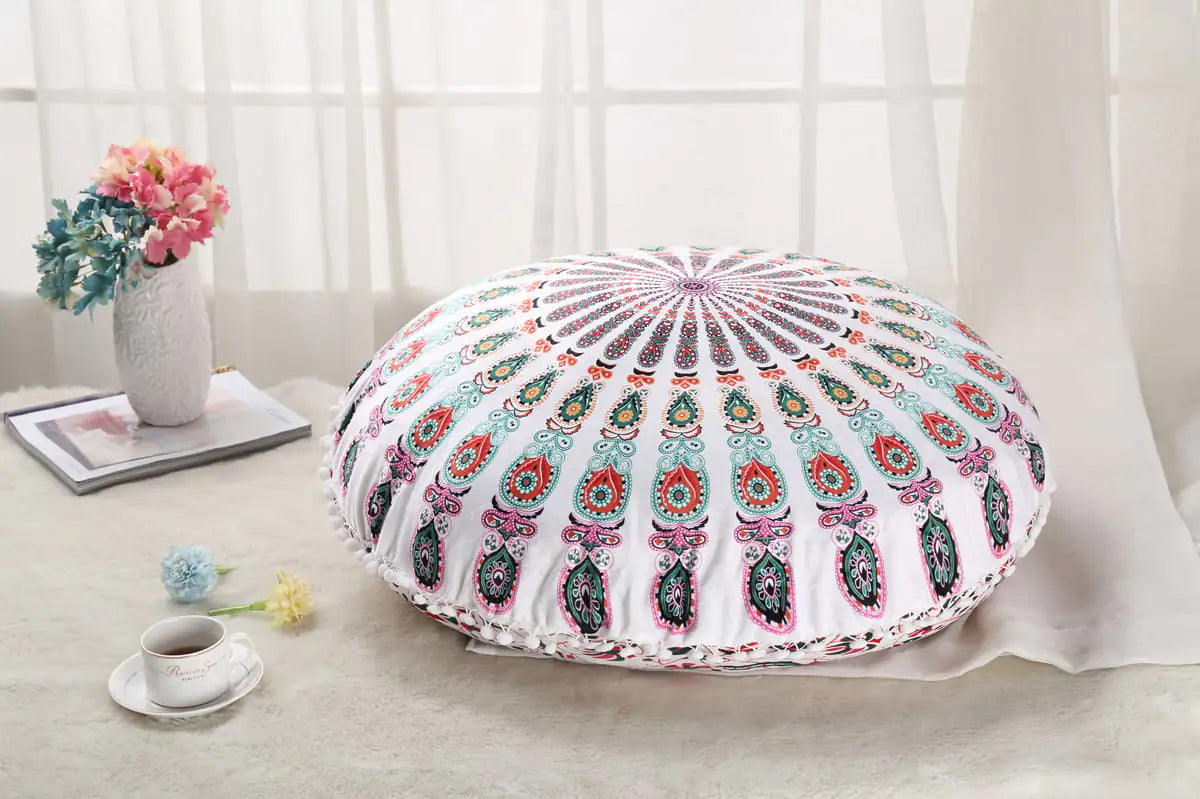 Colorful Round Mandala Floor Pillow