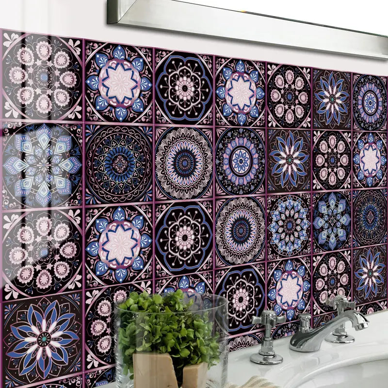Boho Mandala Tile Stickers - 10pcs