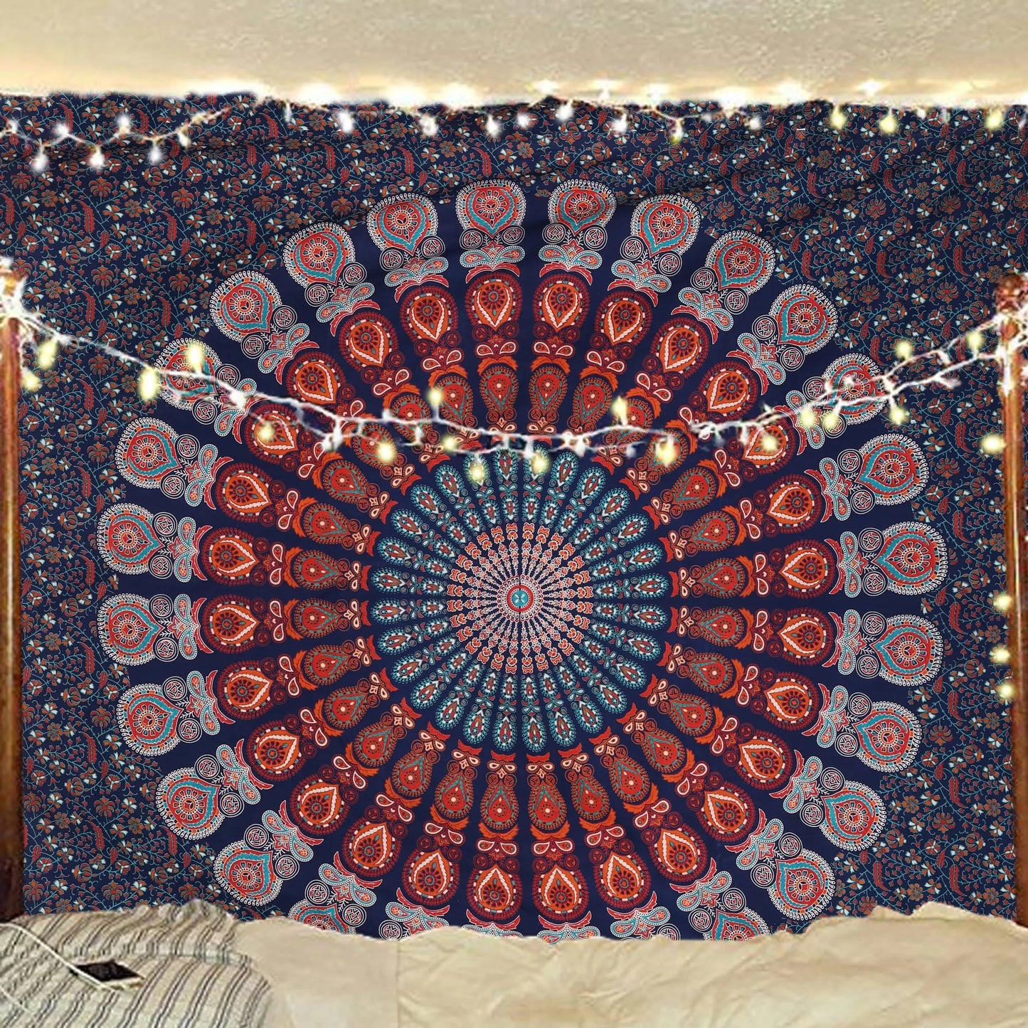 Peacock Mandala Multipurpose Fabric - 54x72 inch