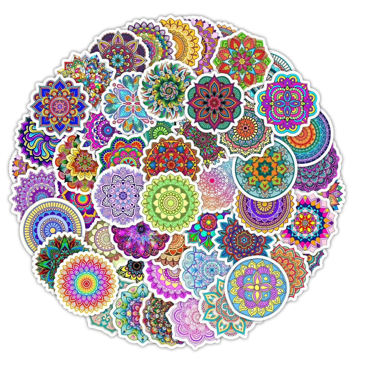 Waterproof PVC Vinyl Mandala Stickers - 100Pcs