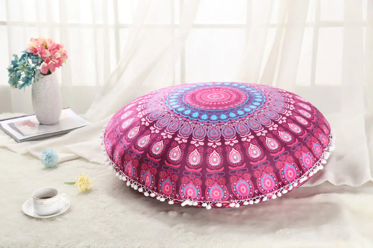 Colorful Round Mandala Floor Pillow