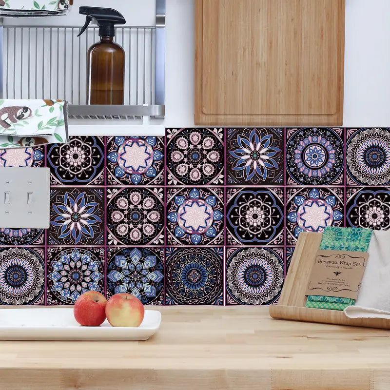 Boho Mandala Tile Stickers - 10pcs