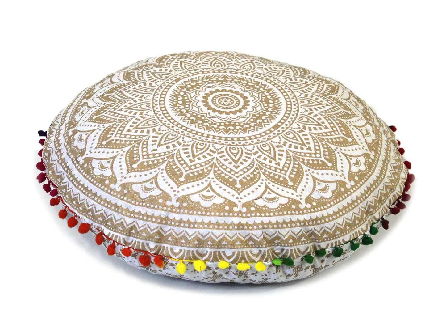 Round Mandala Boho Pouf Cover - 22 inch