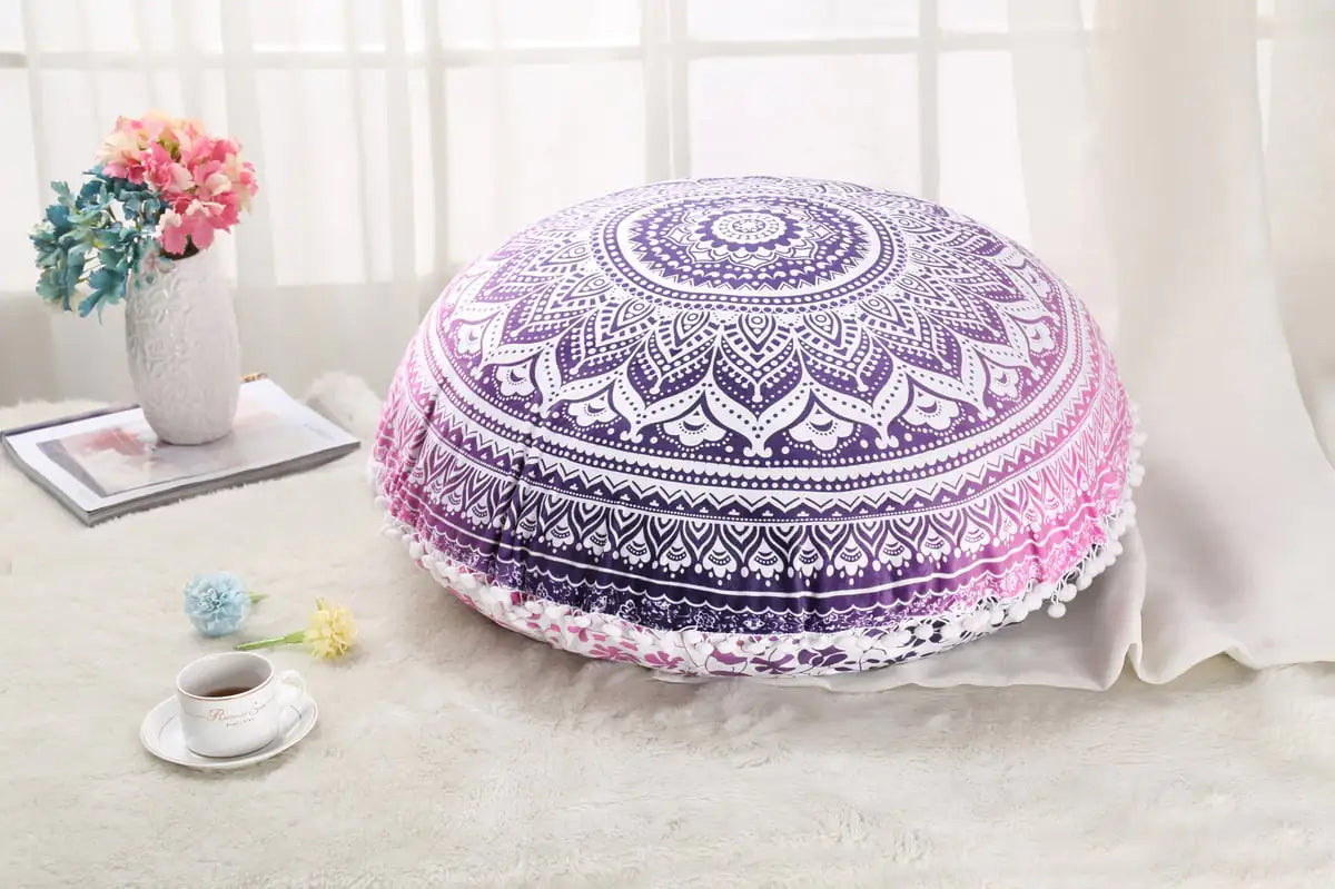 Colorful Round Mandala Floor Pillow
