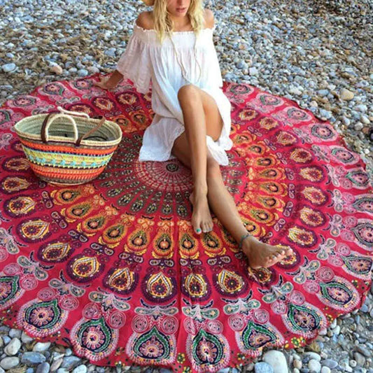 Round Mandala Beach Blanket - 59 inch