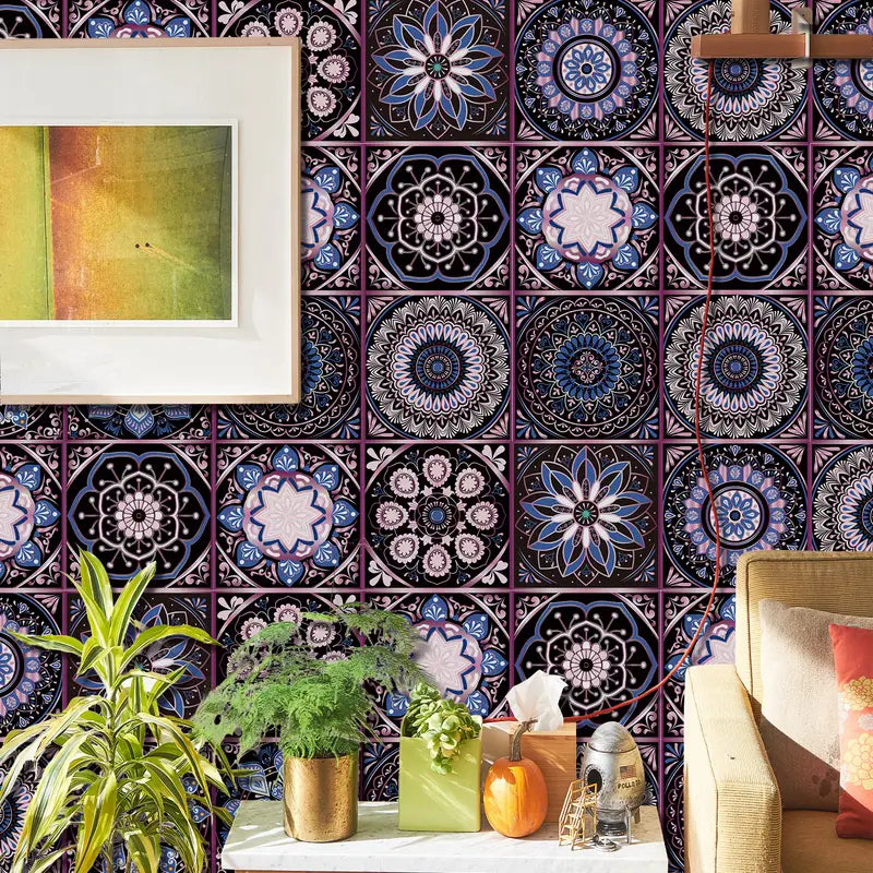 Boho Mandala Tile Stickers - 10pcs