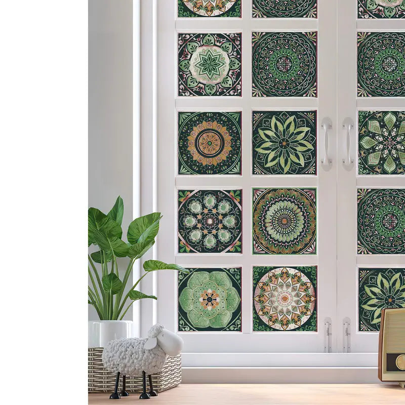 Retro Mandala Tile Stickers - 24pcs