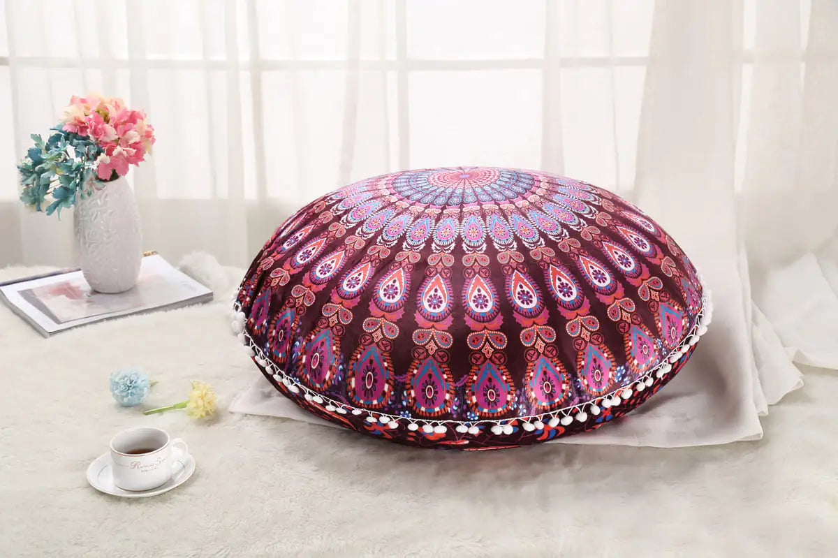 Colorful Round Mandala Floor Pillow