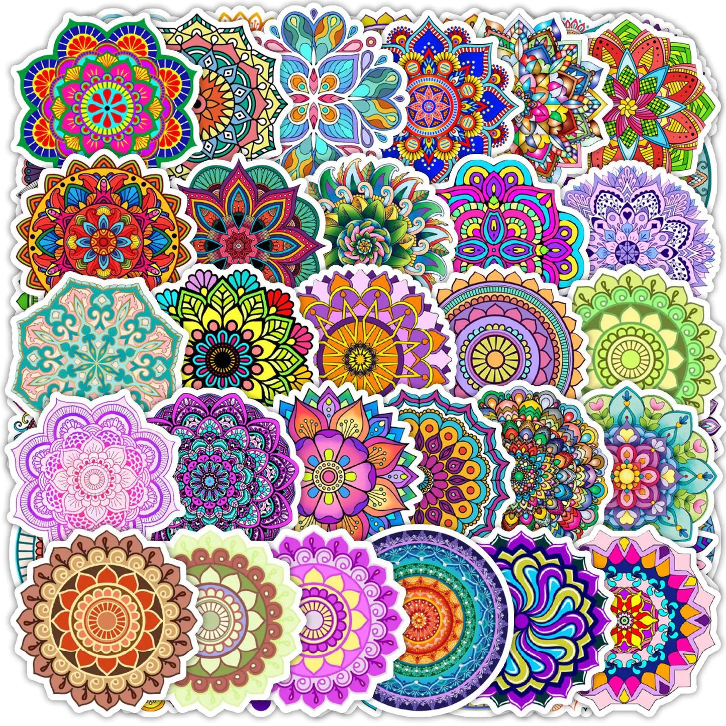 Waterproof PVC Vinyl Mandala Stickers - 50Pcs