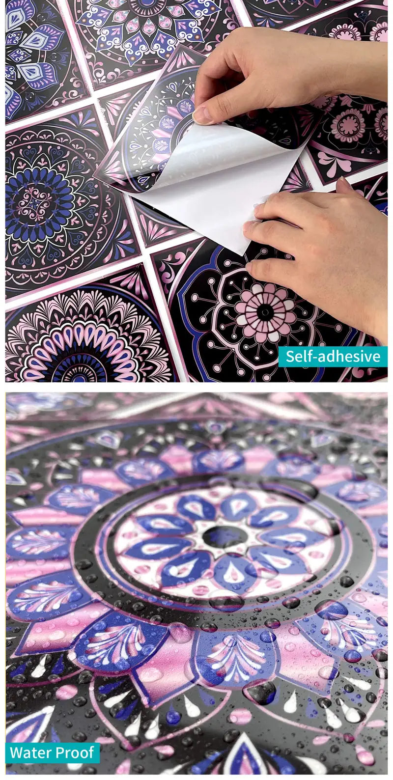 Boho Mandala Tile Stickers - 10pcs