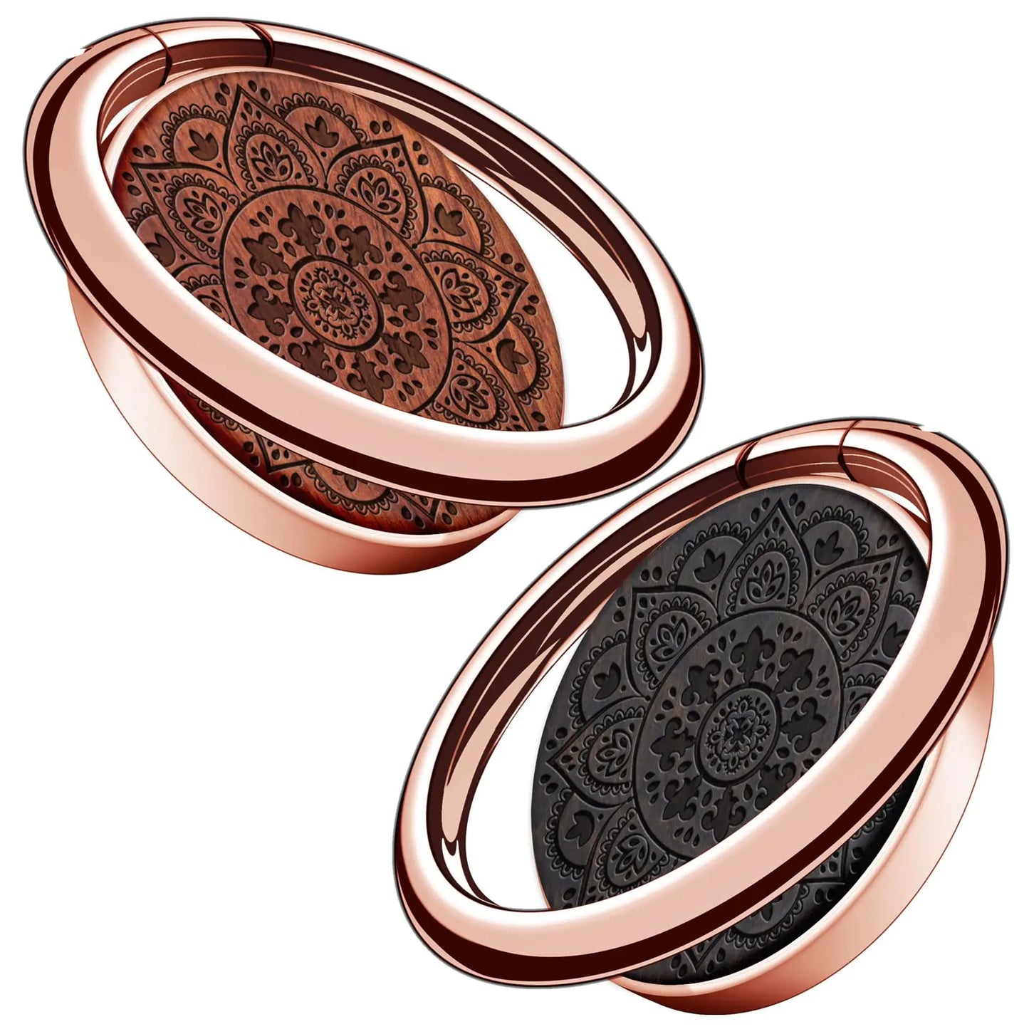 Wooden Mandala Phone Ring Holder Finger Stand - 2 Pack