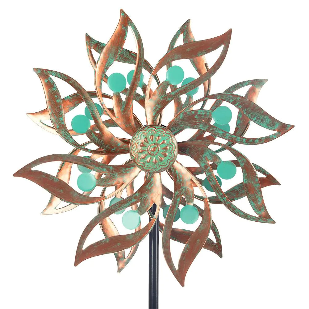 Copper and Teal garden wind spinner