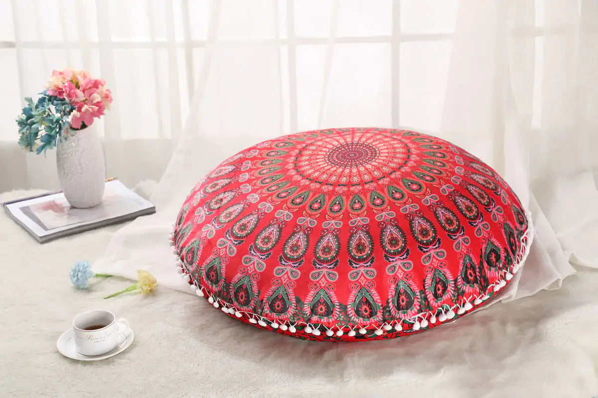 Colorful Round Mandala Floor Pillow
