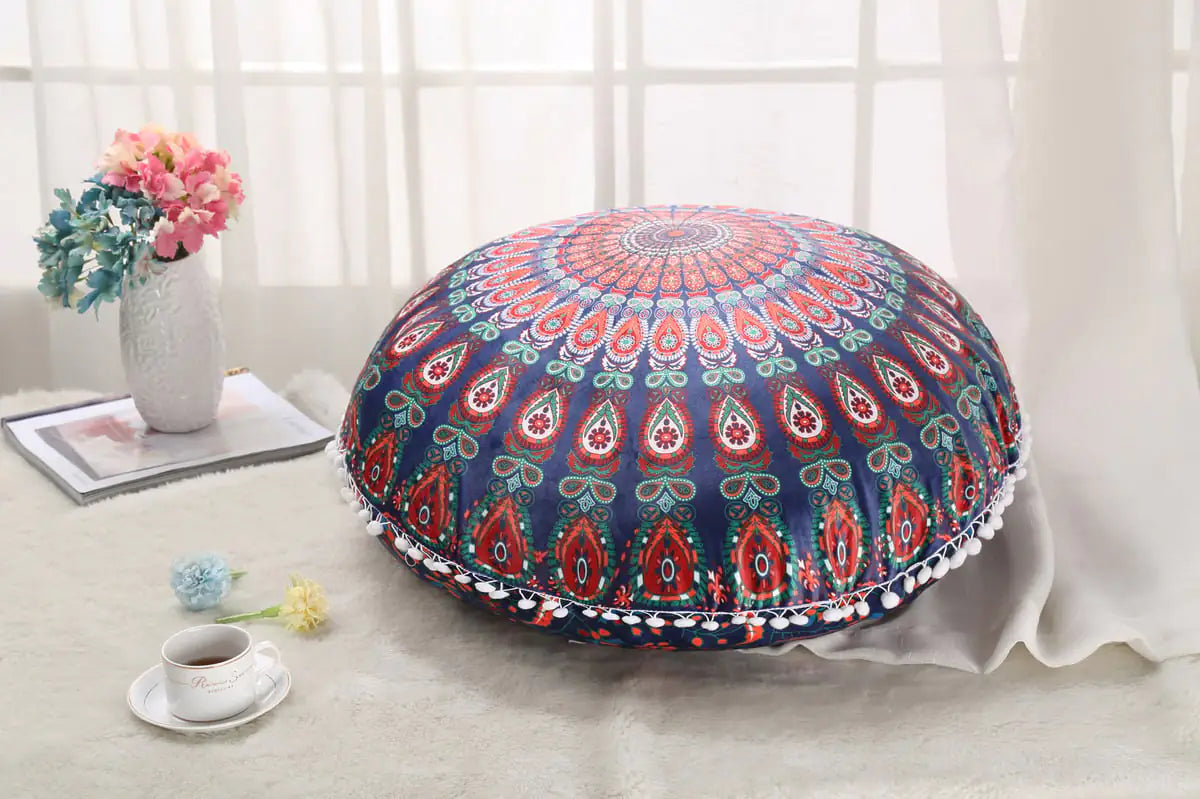Colorful Round Mandala Floor Pillow
