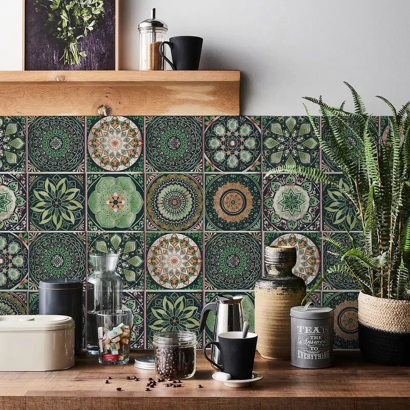 Retro Mandala Tile Stickers - 24pcs