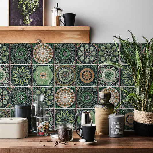 Retro Mandala Tile Stickers - 24pcs