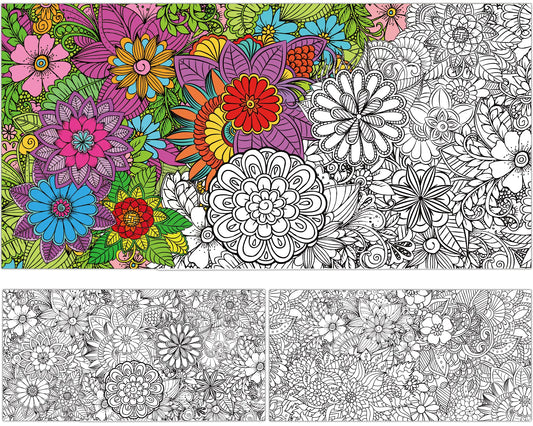 2 Pack Jumbo Mandala Coloring Posters 50x30Inch Large Mandala Flower DIY Drawing Paper Giant Mandala Coloring Table Cover Wall Decoration for Kids Teens Adults Huge Art Craft Activity Party Supplies