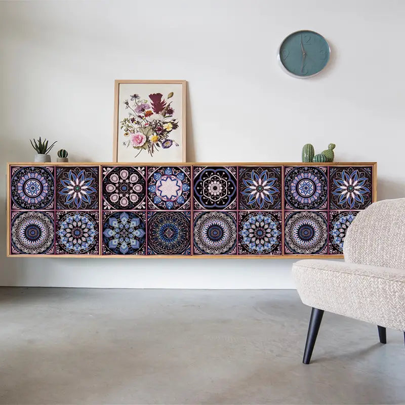 Boho Mandala Tile Stickers - 10pcs